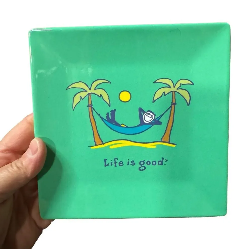 Life is Good 4 Melamine Square Plates Lunch Charcuterie Snacks 6 Inch Square